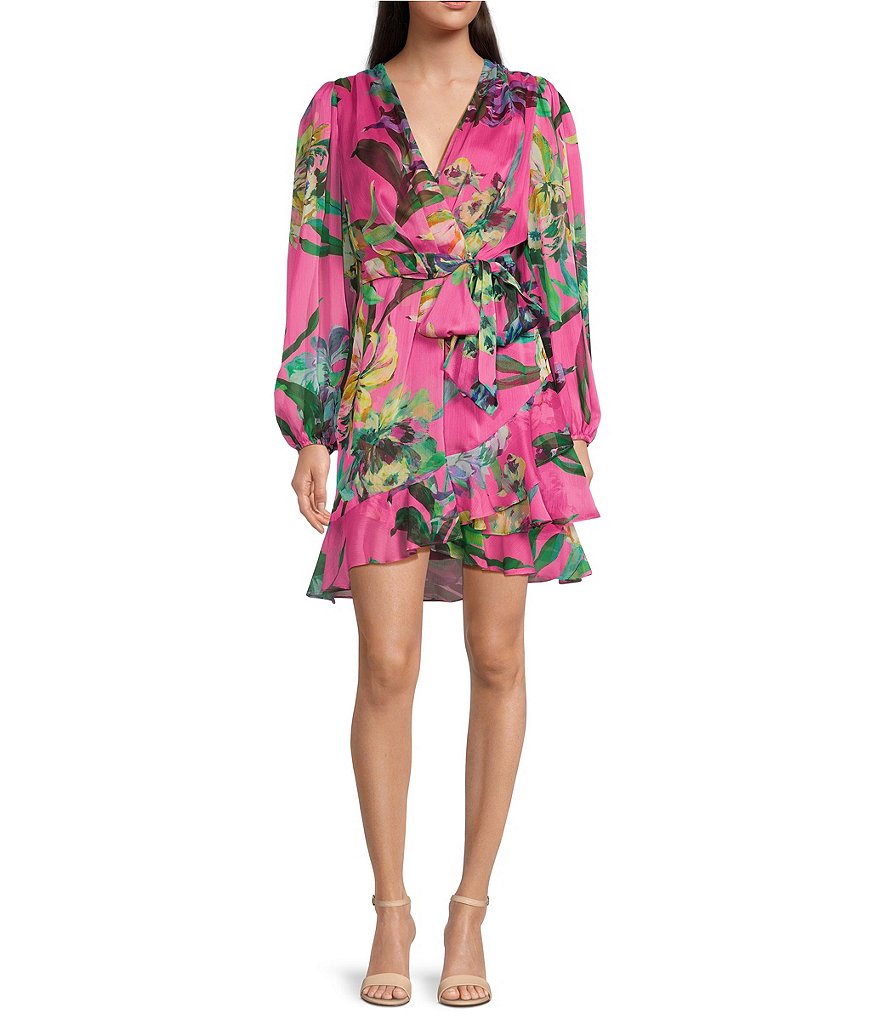 Circurar sleeve flower dress LE’RURE CUPSHE Women Floral Ruffle Summer Dress Surplice V Neck Long