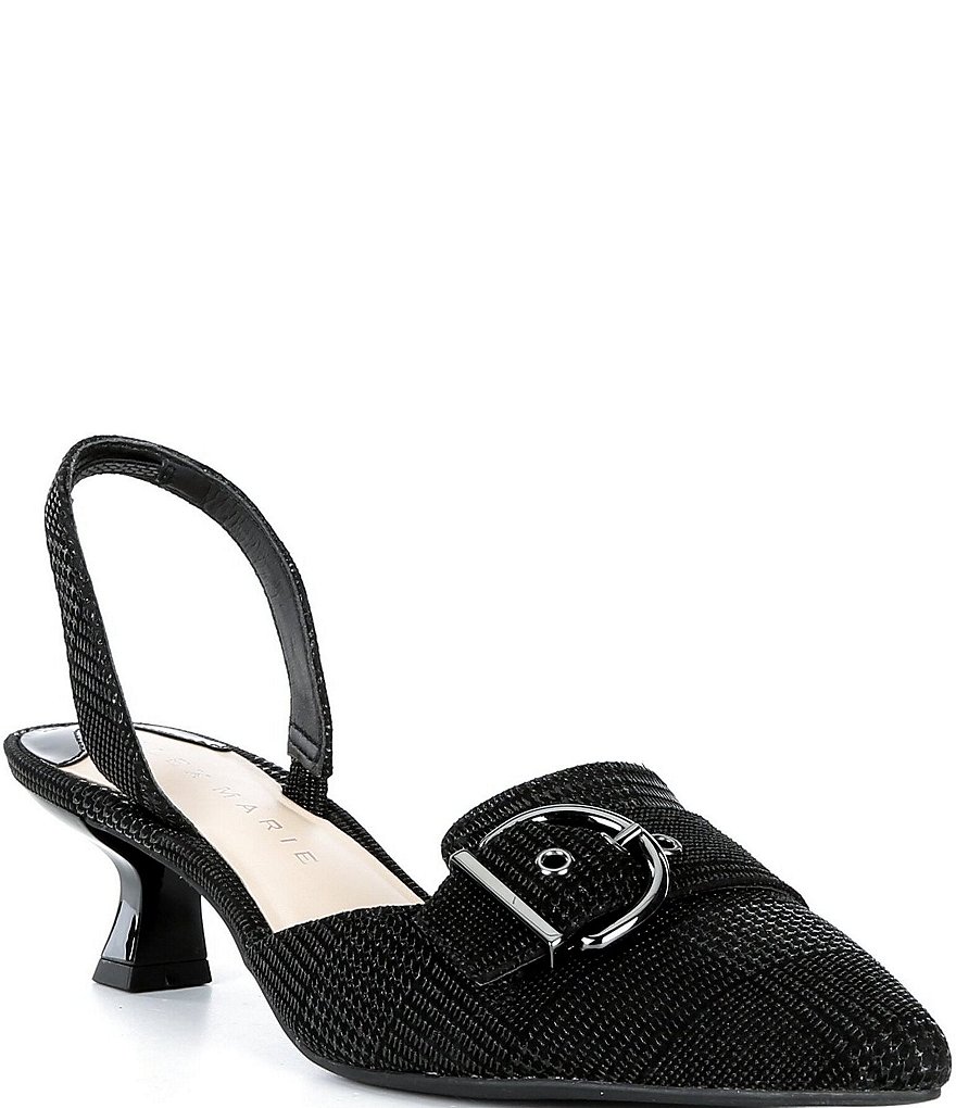 Alex Marie Zell Houndstooth Leather Buckle Ornament Slingback