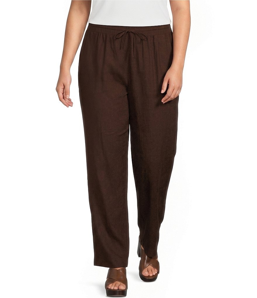 Plus Size Ribbed Waist Wide Leg Pants