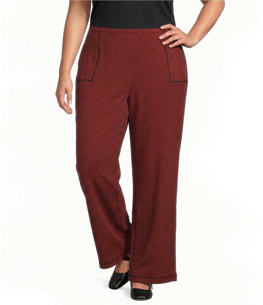 Plus Size Textured Knit Wide Leg Elastic Waistband Pull-On Coordinating Pants