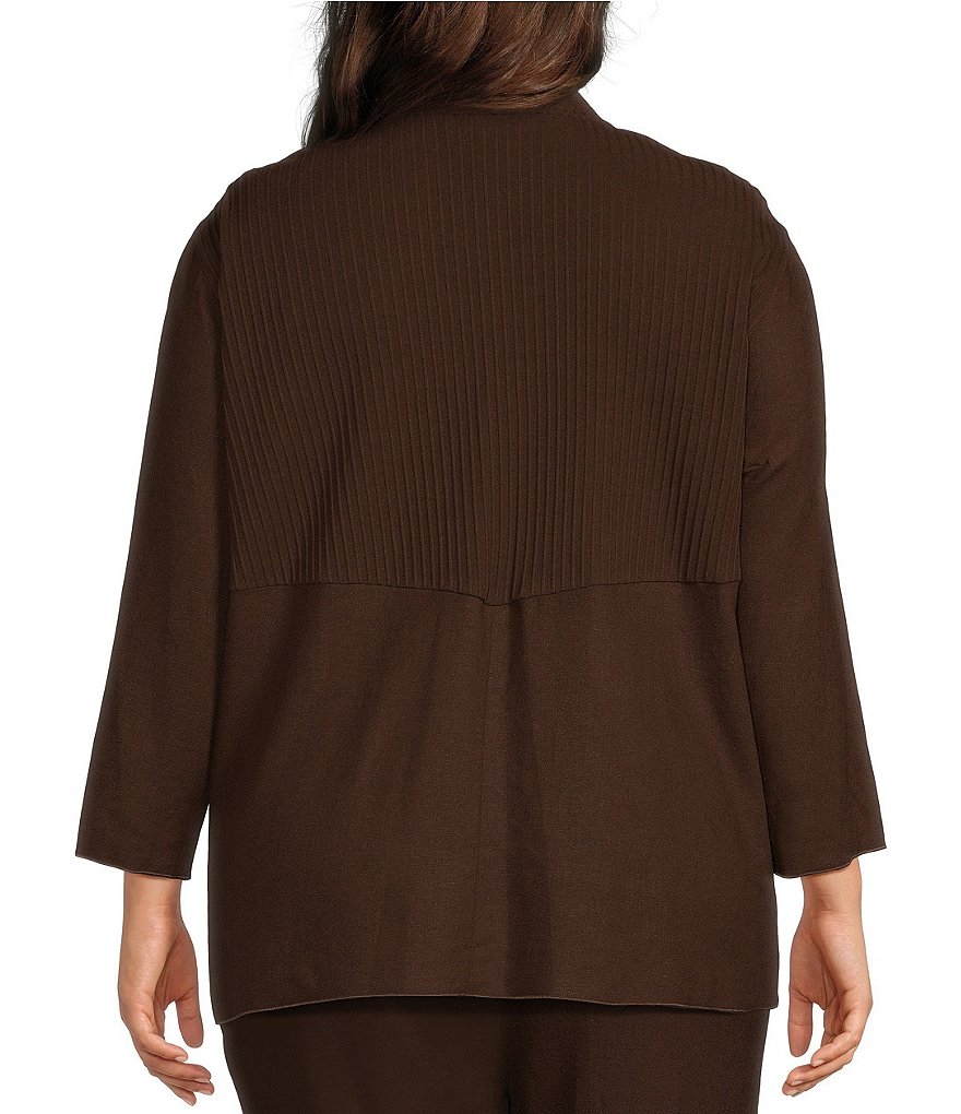 Plus Size Woven Band Collar 3/4 Sleeve Singe Button Front Jacket thumbnail 2