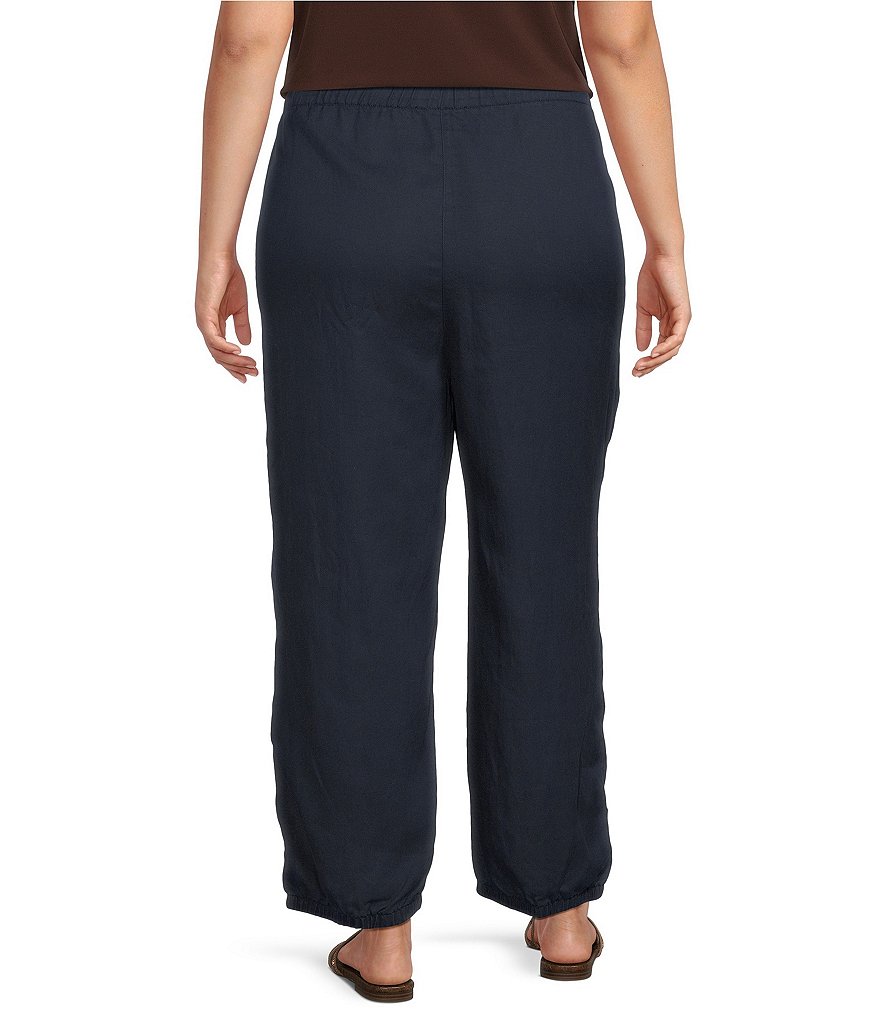 Plus Size Woven Drawstring Button Detail Hem Pants thumbnail 2