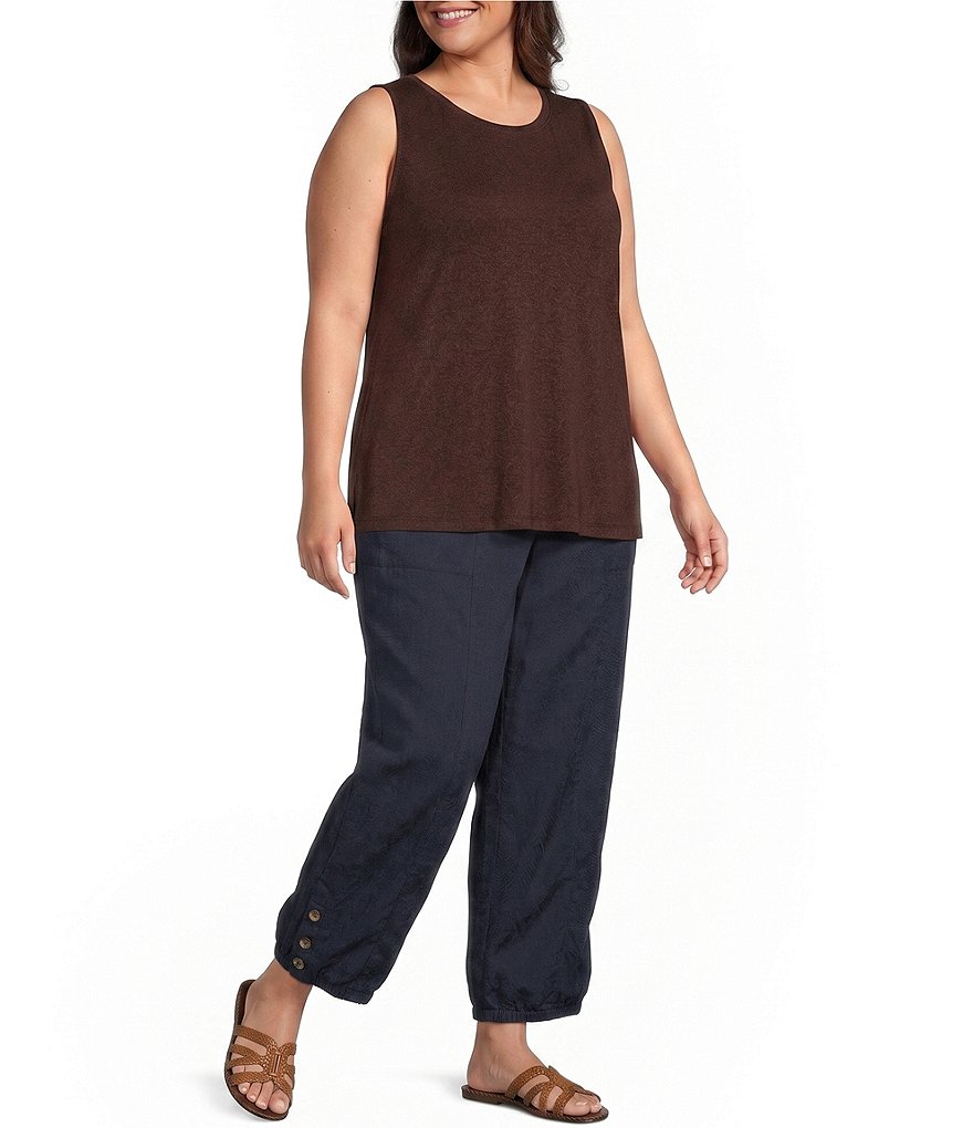 Plus Size Woven Drawstring Button Detail Hem Pants thumbnail 3