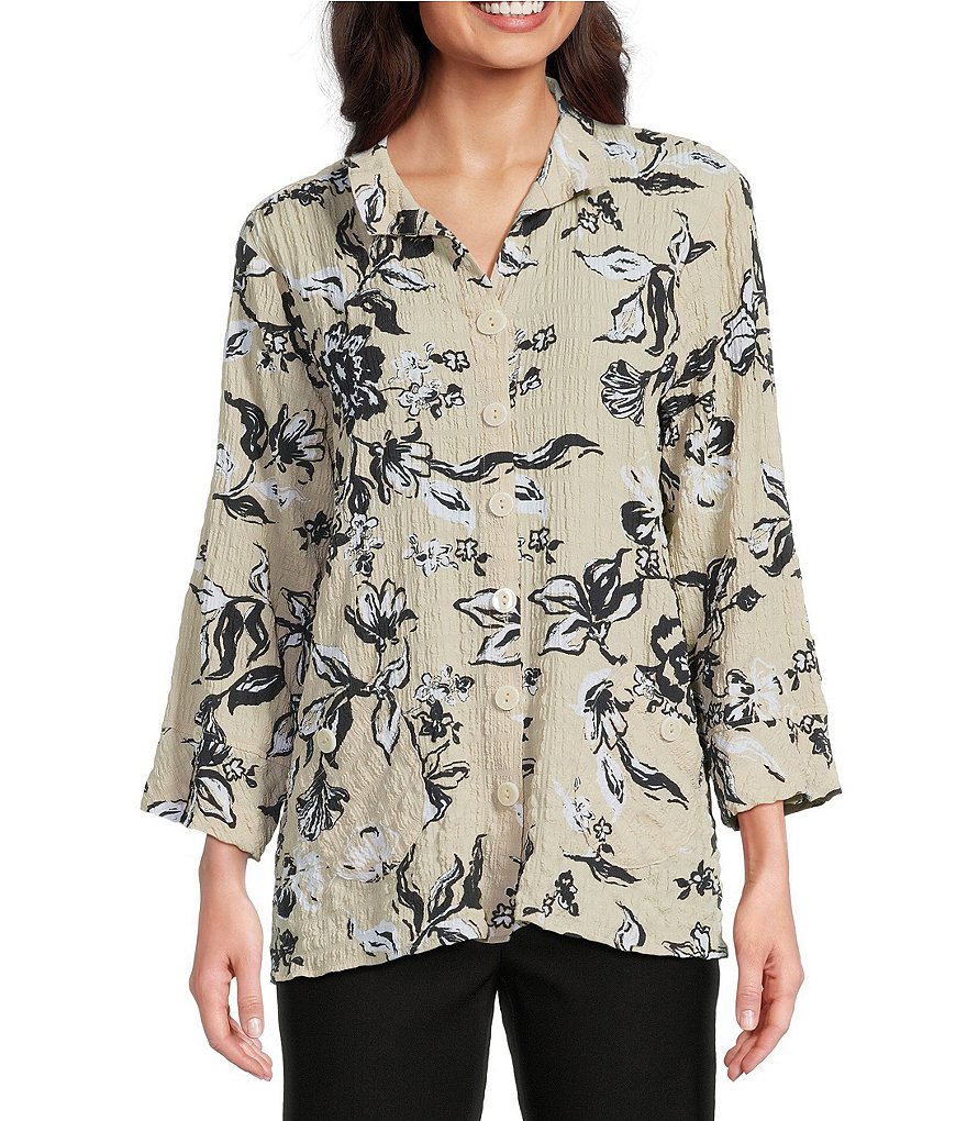 Margie Poppy 3/4 Sleeve Shirt- Foxcroft