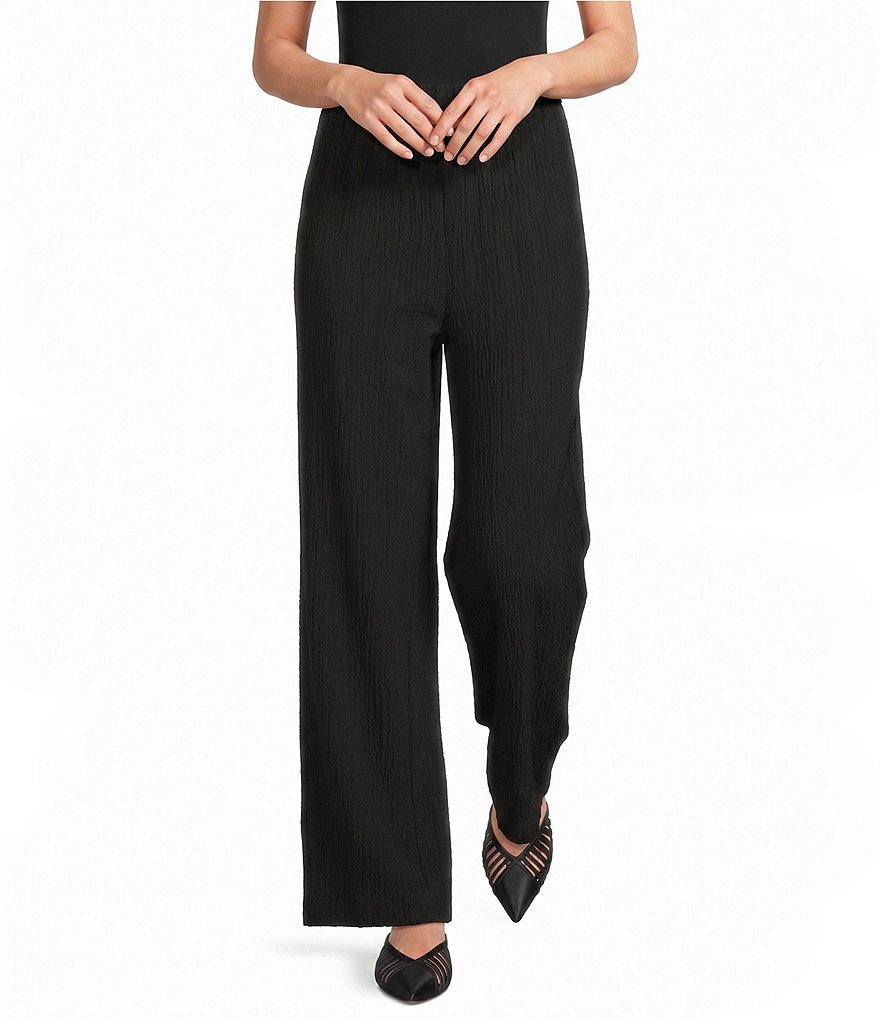 Woven Pull-On Wide Leg Ankle Length Pants