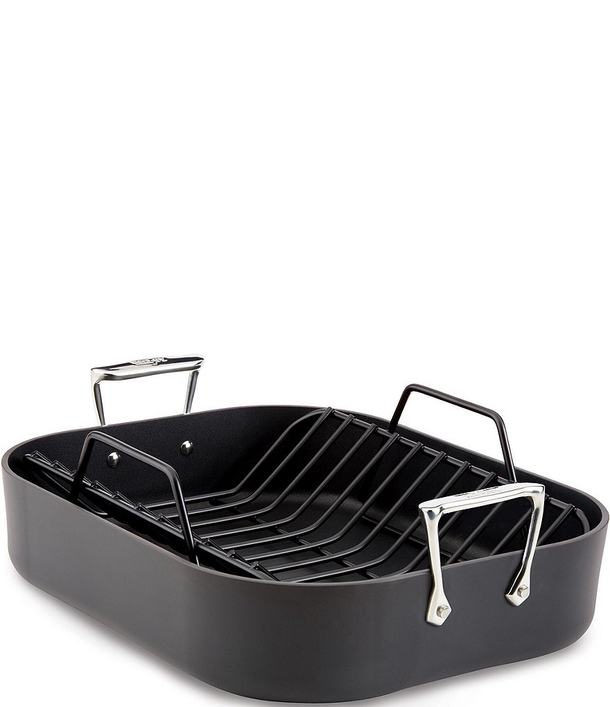All-Clad e87599 Hard Anodized Aluminum Scratch Resistant Nonstick Anti-Warp Base 16-inch by 13-inch Large Roaster Roasting Pan