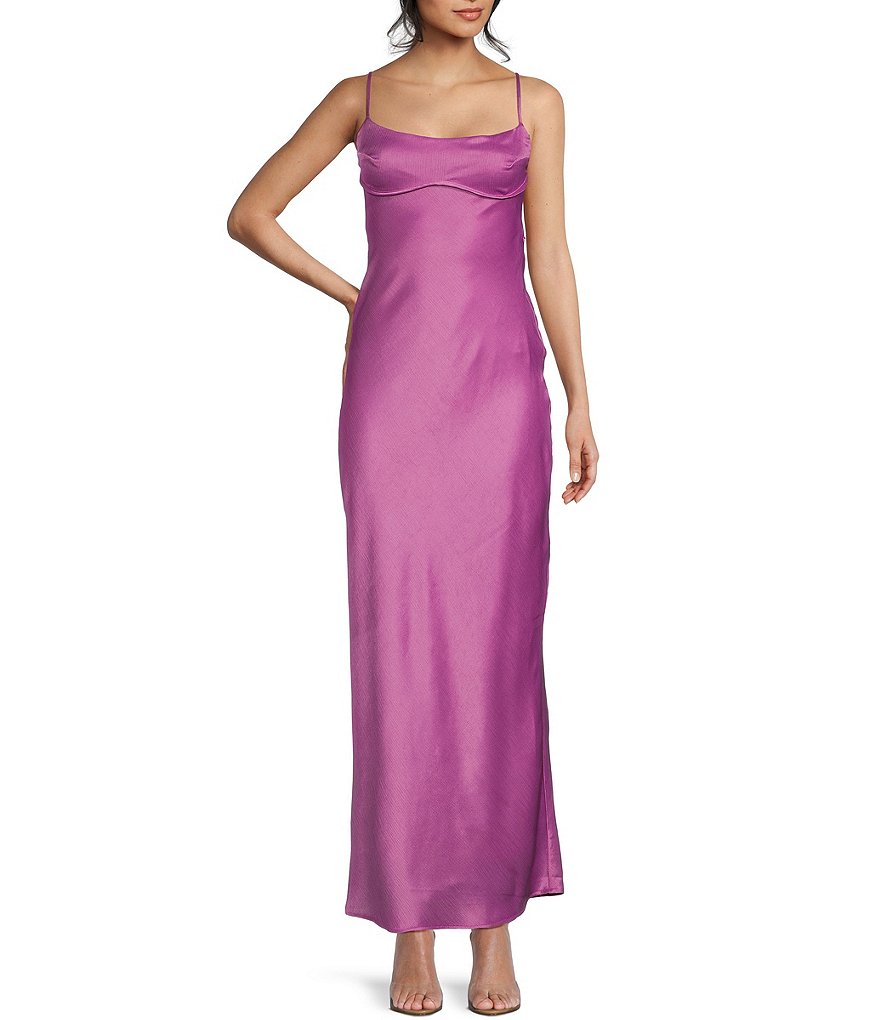 Allison & Kelly Satin Bar Back Long Dress | Dillard's