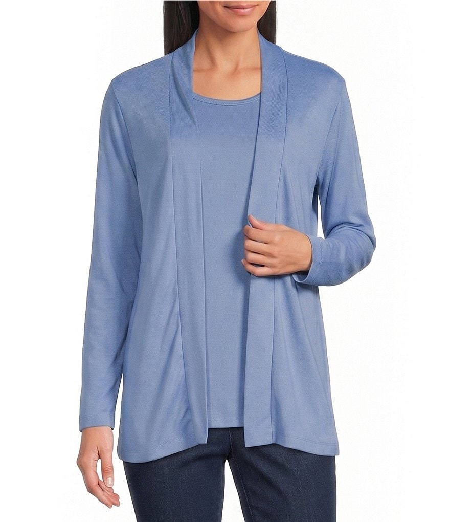 Allison Daley Petite Size Long Sleeve Open-Front Cardigan | Dillard's