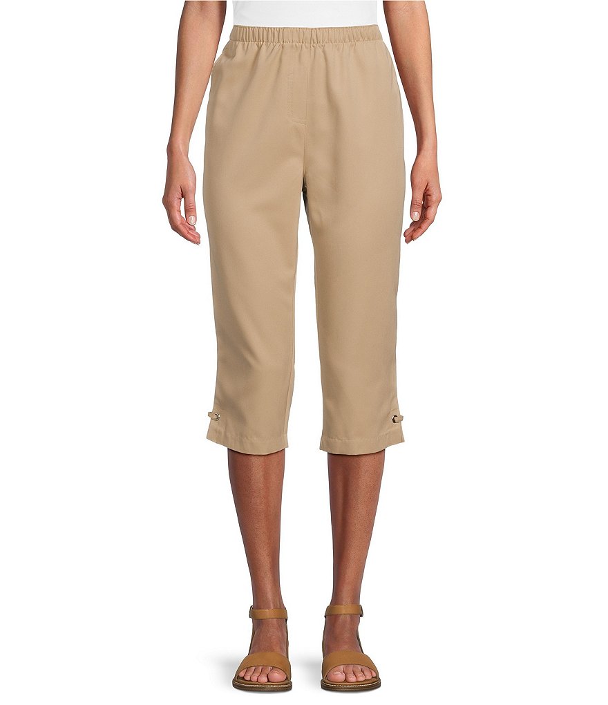 Allison Daley Petite Size Pull-On Microfiber Twill Straight Leg Capris |  Dillards