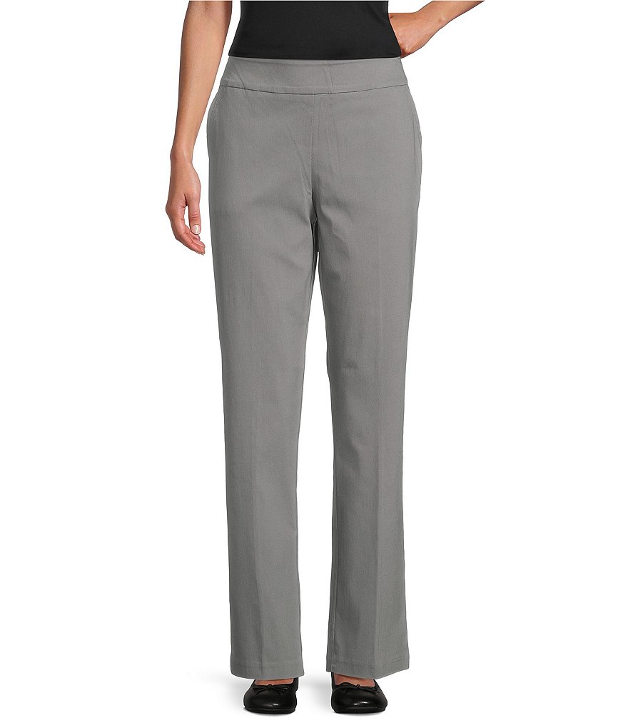 Allison Daley Petite Size Tech Stretch Elastic Waist Straight Leg Pants