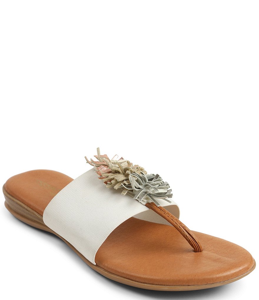 Andre Assous Novalee Featherweights™ Elastic Leather Fringe Thong Sandals