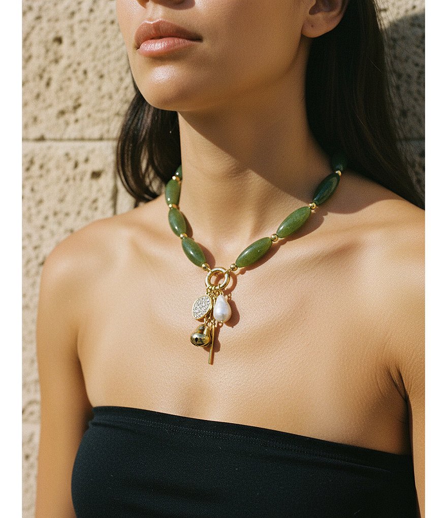 Charm Cluster Beaded Short Pendant Necklace thumbnail 2