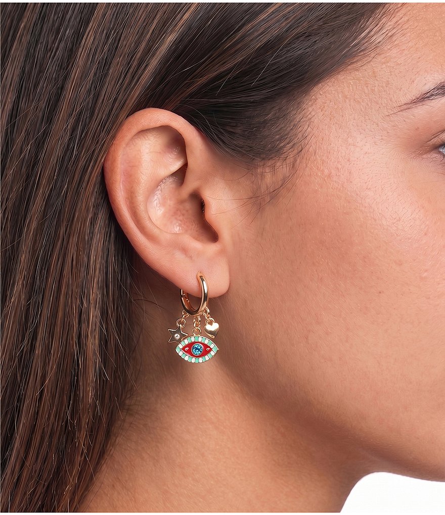 Evil Eye Huggie Hoop Earrings thumbnail 2