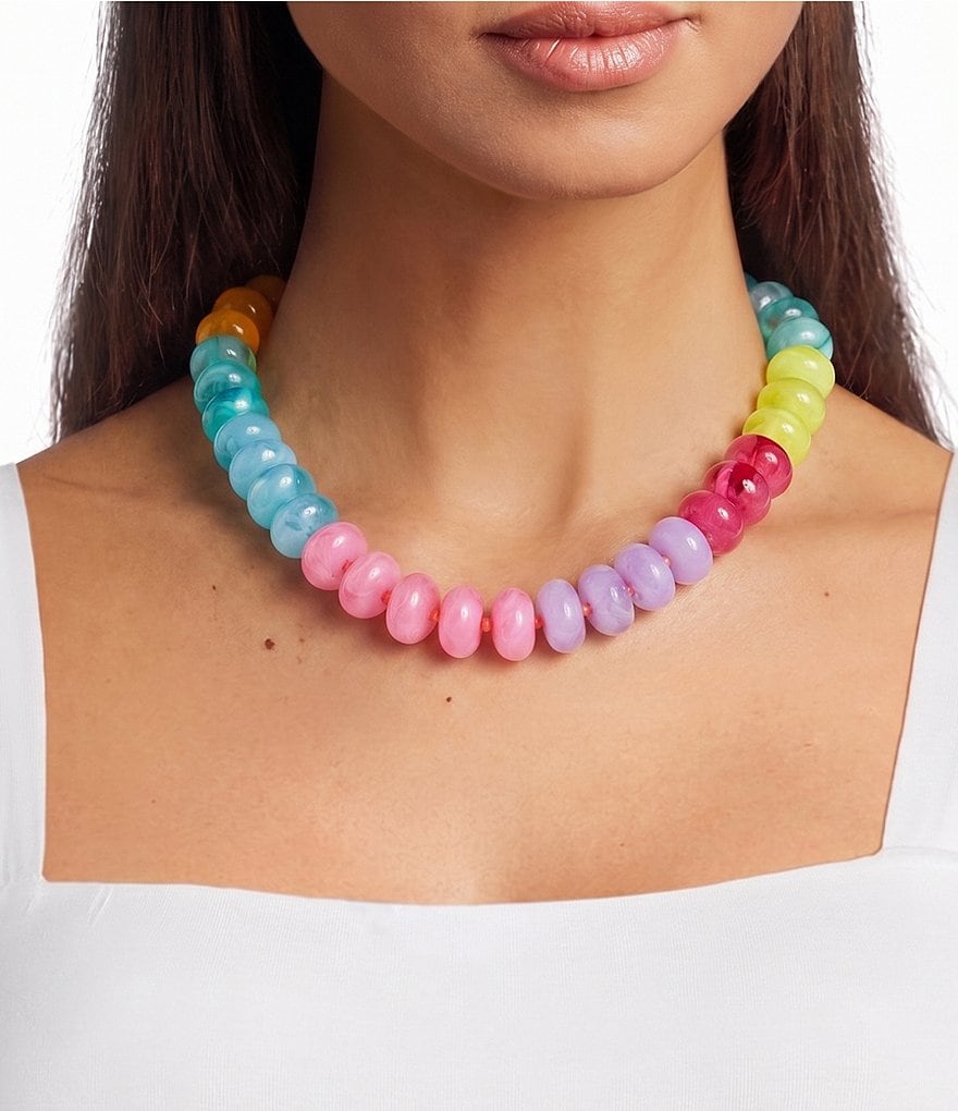 Multi Colored Bead Collar Statement Necklace