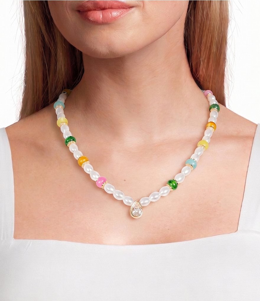 Pearl Stoned Beaded Collar Necklace