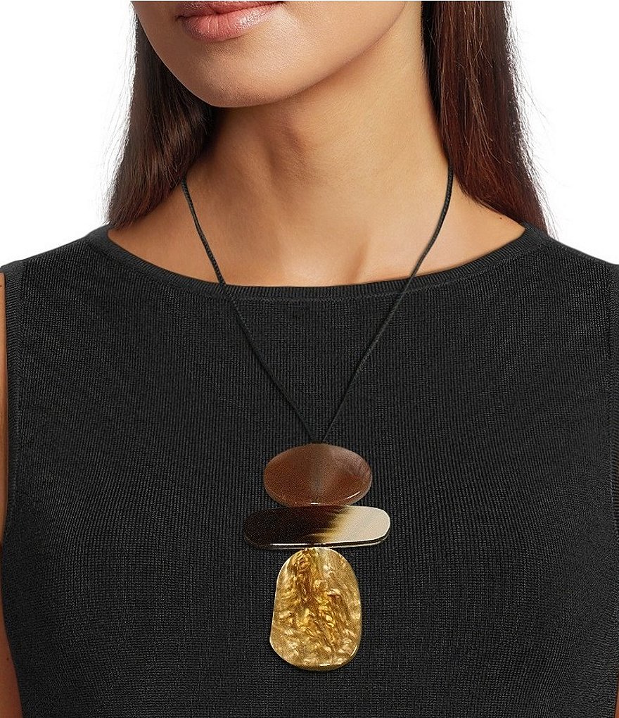 Triple Resin Long Pendant Necklace