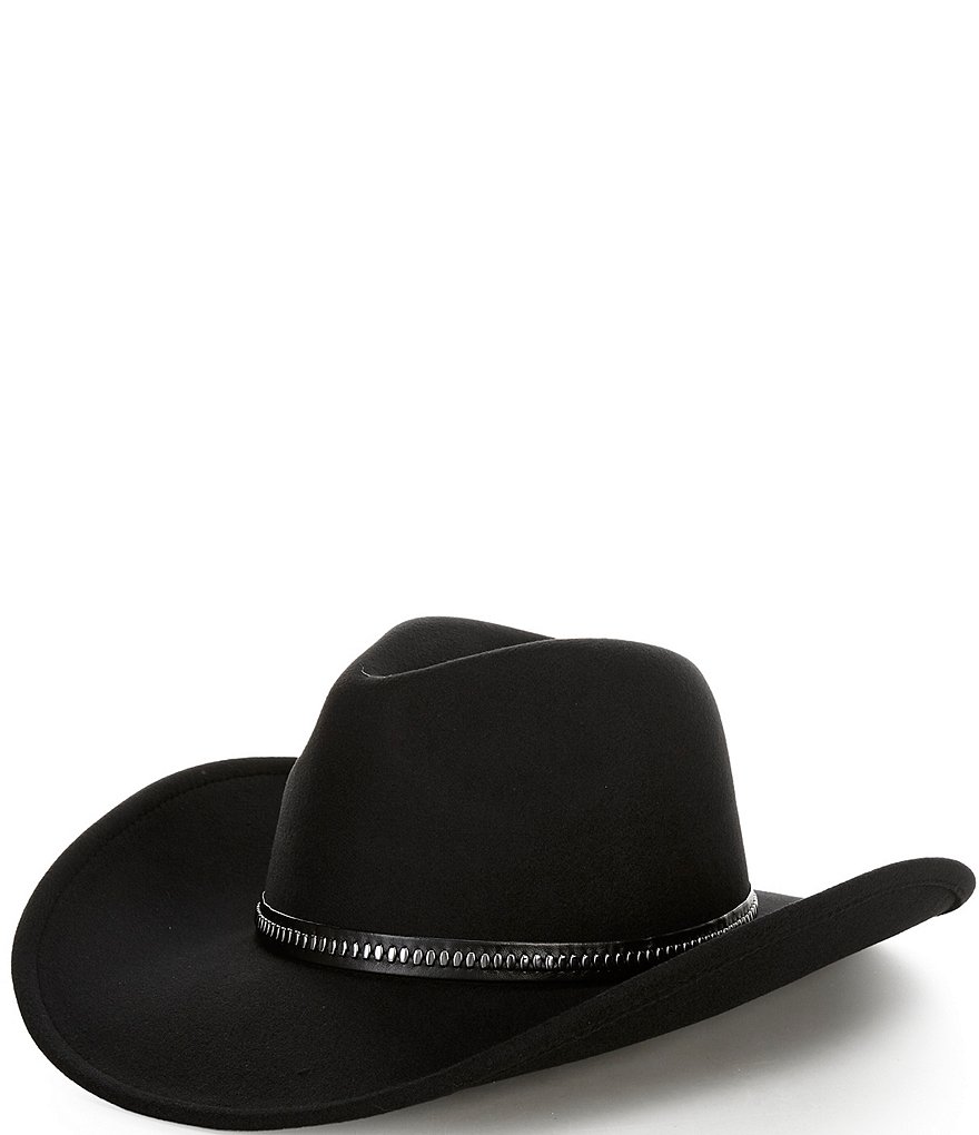 Vegan Leather Studded Band Skipper Hat