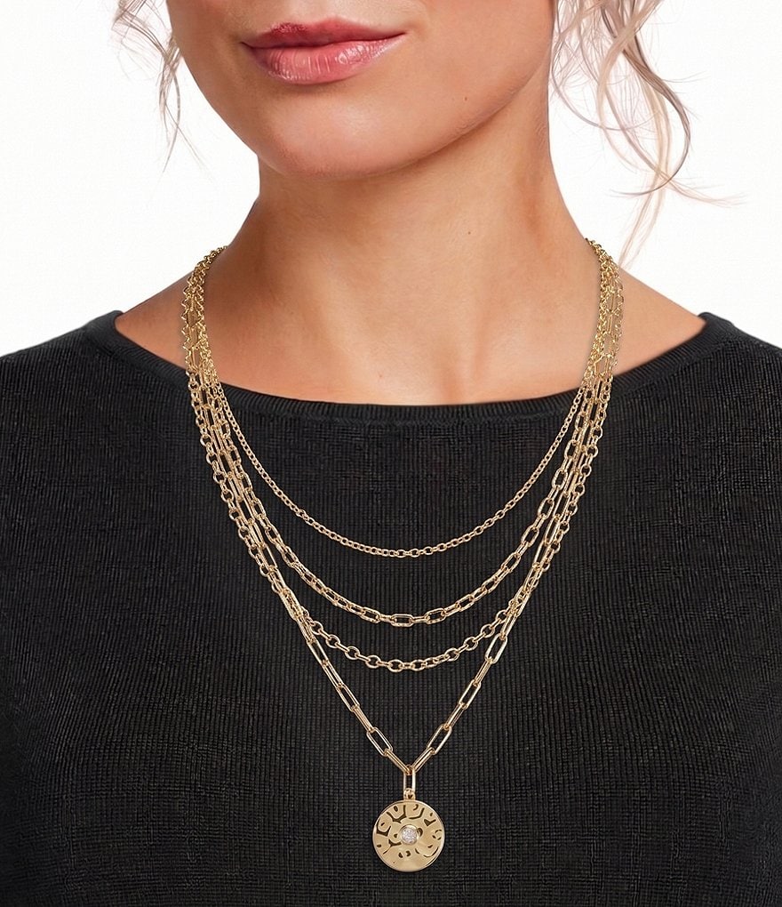 Waterproof Delicate Short Multi Strand Pendant Necklace