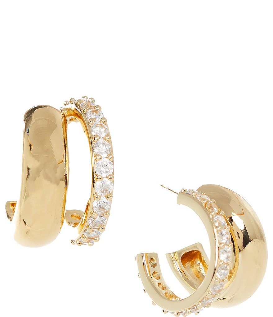 Waterproof Double Hoop Cubic Zirconia Stones Earrings