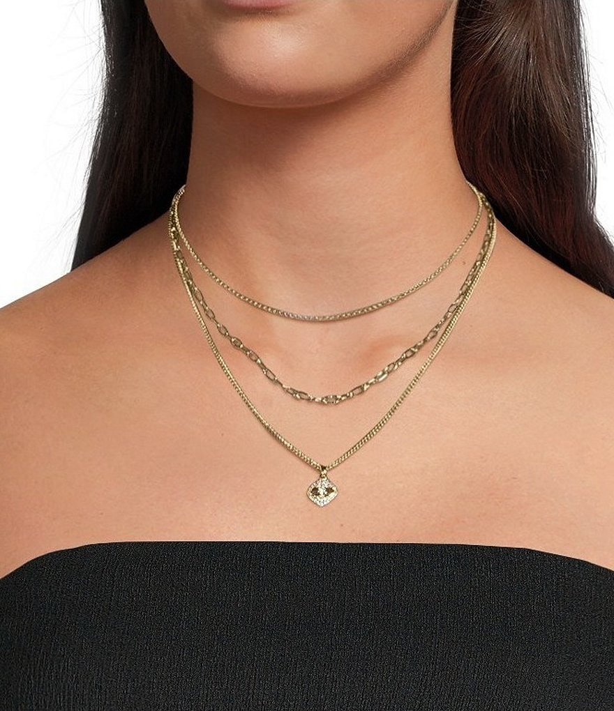 Anna & Ava Waterproof Eye Pendant Short Multi-Strand Necklace