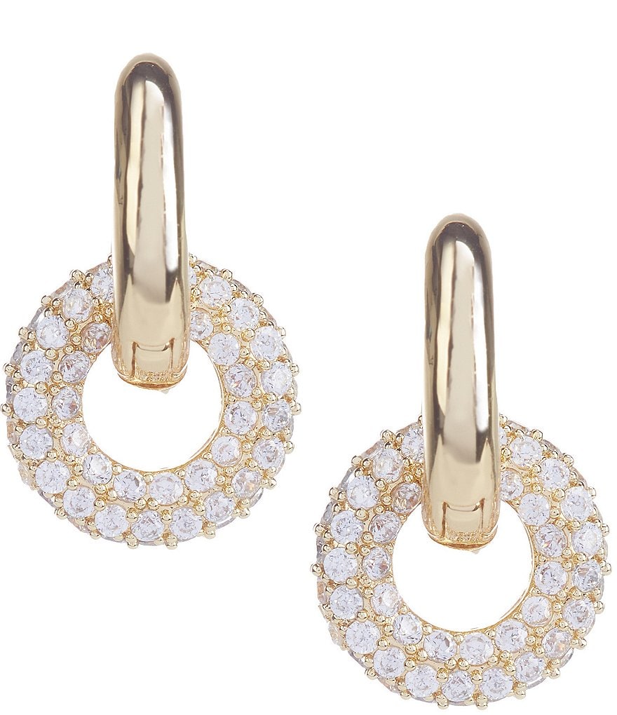 Waterproof Metal And Pave Link Drop Earrings