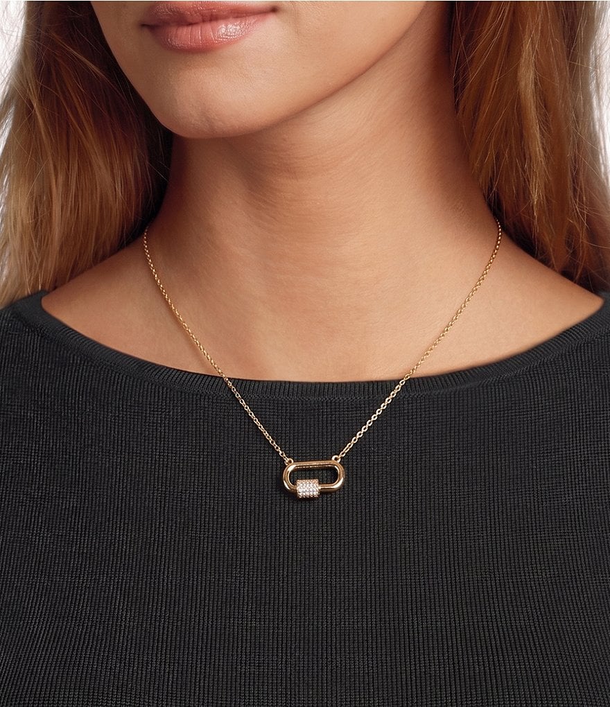 Waterproof Pave Link Short Pendant Necklace