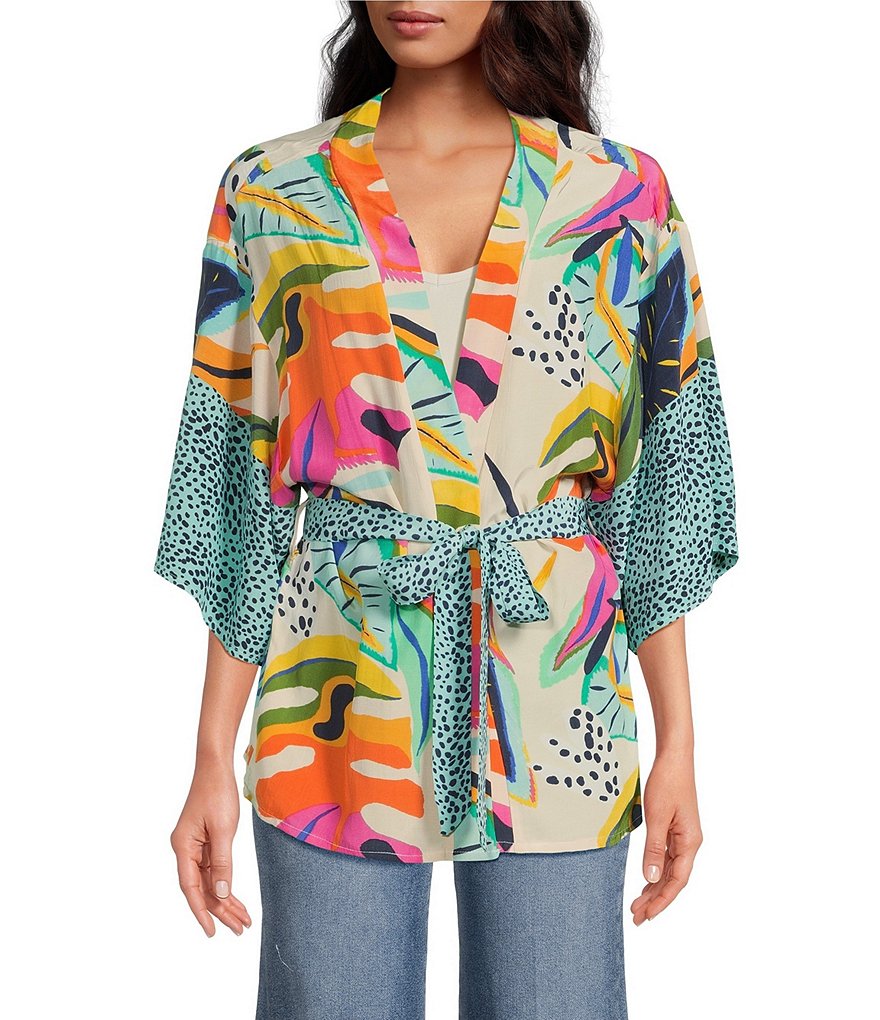 Anna & Ava x Brooke Webb of KBStyled Navy Palm Print Kimono | Dillard's