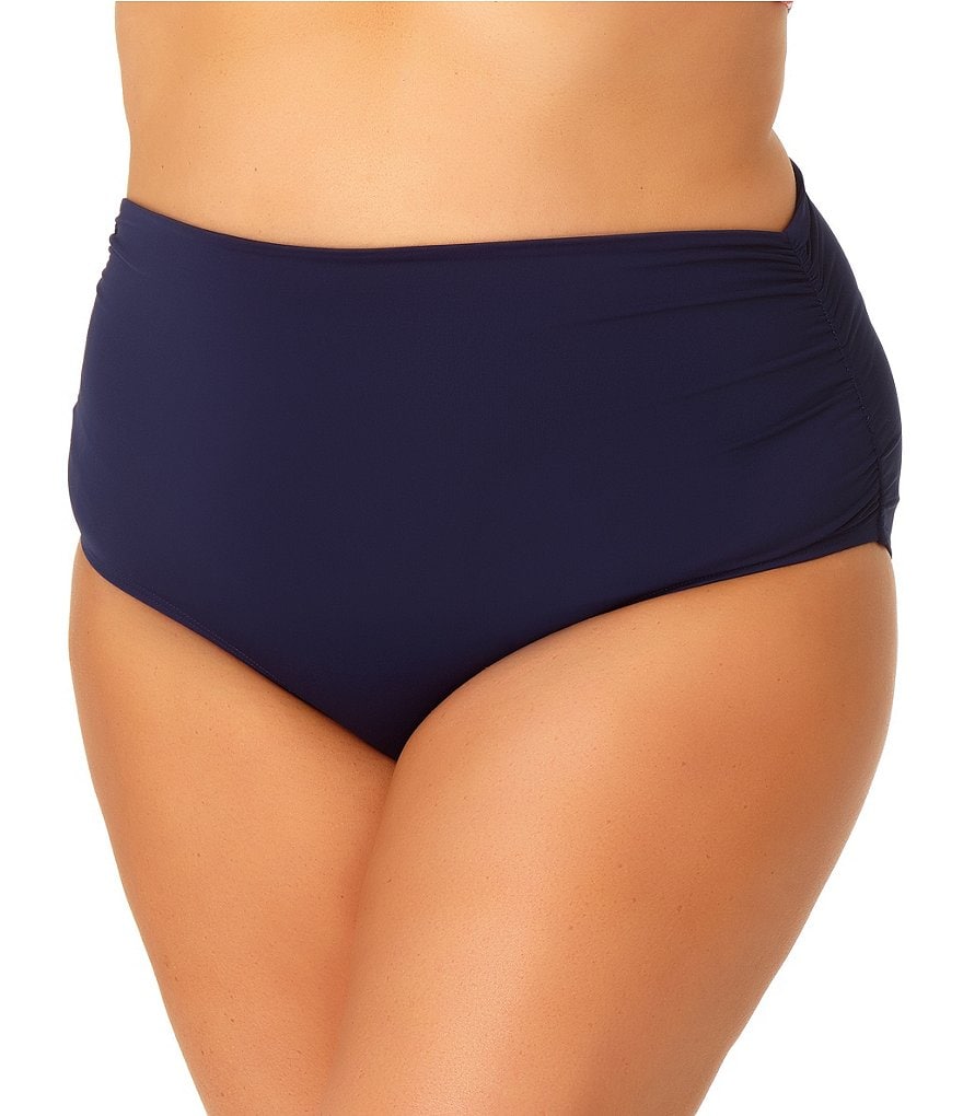 Anne Cole Plus Size Live In Color High Waisted Shirred Swim Bottom Dillard s