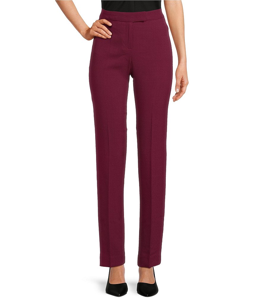 Anne Klein Crepe Flat Front Straight Leg Pants | Dillard's