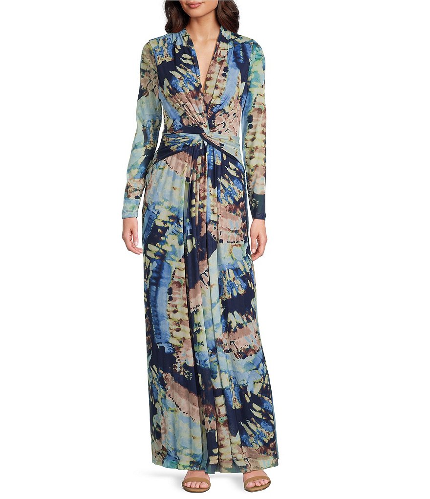 正規品 Anne Klein Long Sleeve V-Neck Twist Front Printed Mesh A 米・雑穀・粉類