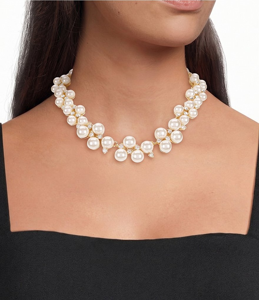 Anne Klein Faux-Pearl Crystal Collar Statement Necklace