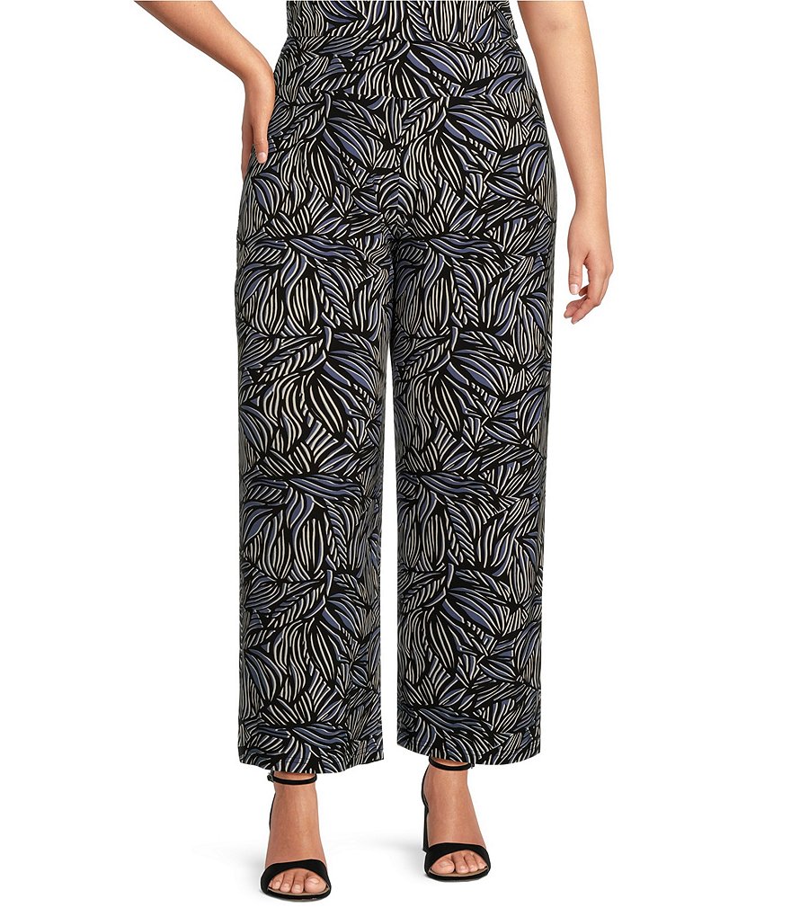 Anne Klein Plus Printed High Rise Wide Leg Ankle Pants Dillard s