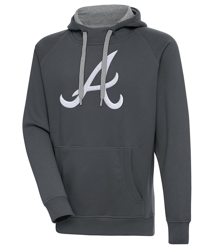 Antigua Women's Atlanta Braves Gray Victory Hooded Pullover