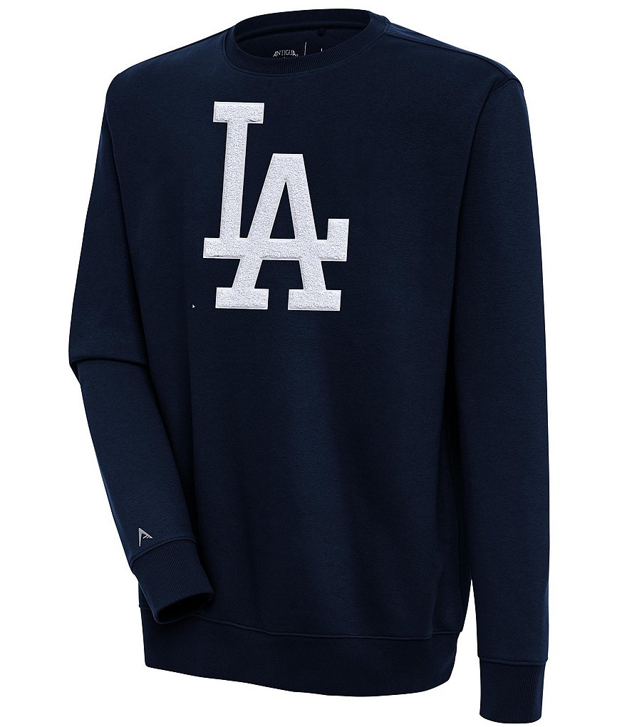Antigua MLB Chenille Patch Victory Sweatshirt, Mens, S, Los Angeles Dodgers Black