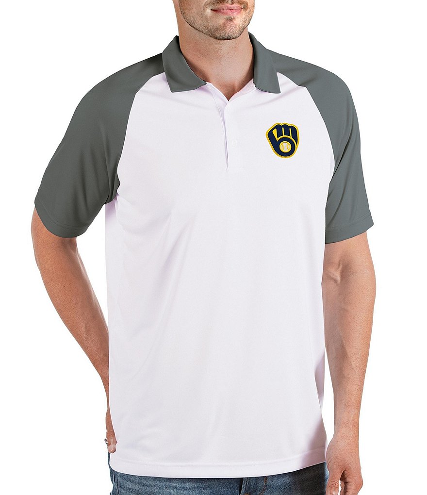 Antigua MLB Milwaukee Brewers Nova Short-Sleeve Colorblock Polo Shirt