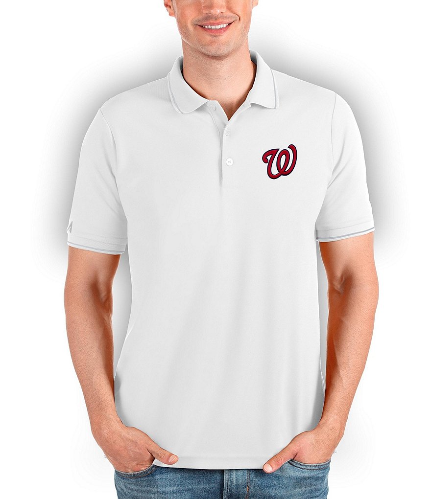 Washington Nationals Antigua Compression Long Sleeve Button-Down Shirt -  Black/White