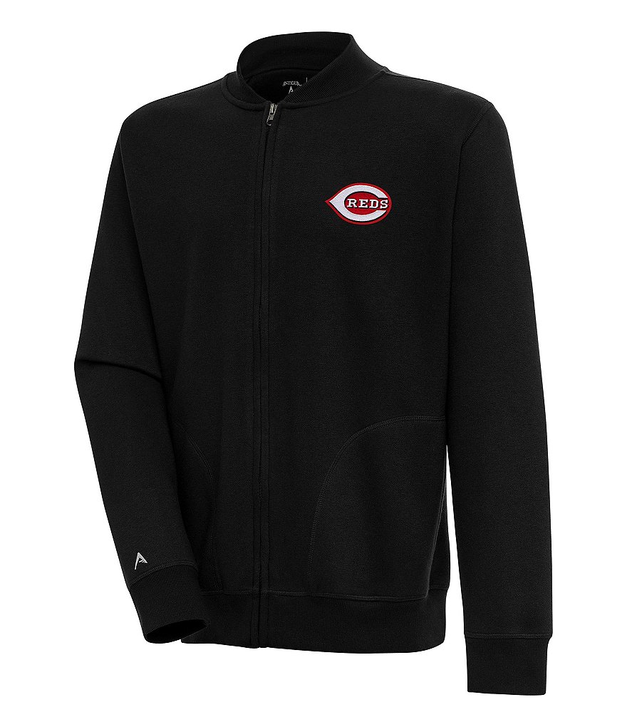Men's Antigua Black Chicago Cubs Team Logo Victory Full-Zip Hoodie Size: Small