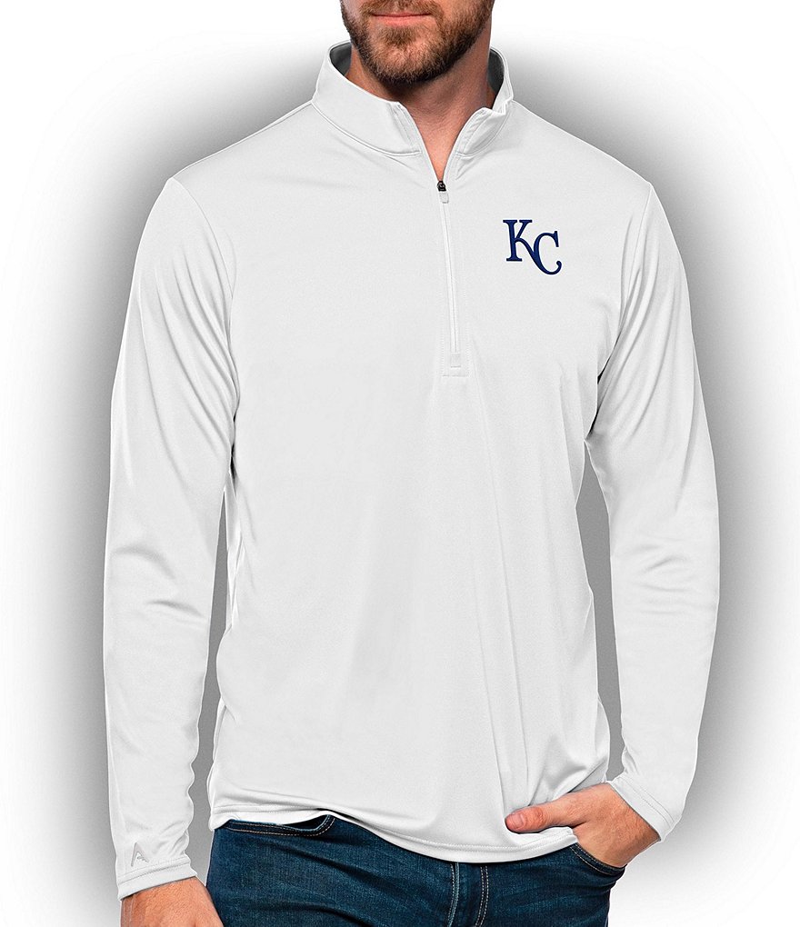 Antigua Men's Los Angeles Dodgers Team Quarter-Zip Pullover Jacket-Grey/Silver  - Hibbett