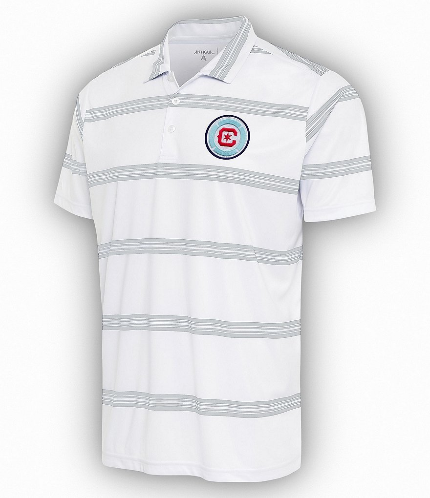 Men's Chicago Cubs Antigua White/Navy Groove Polo