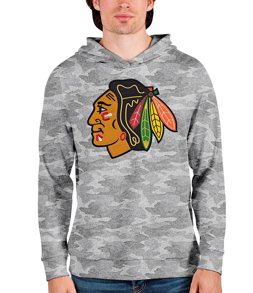 Antigua NHL Western Conference Absolute Hoodie, Mens, 2XL, Chicago Blackhawks Light Grey