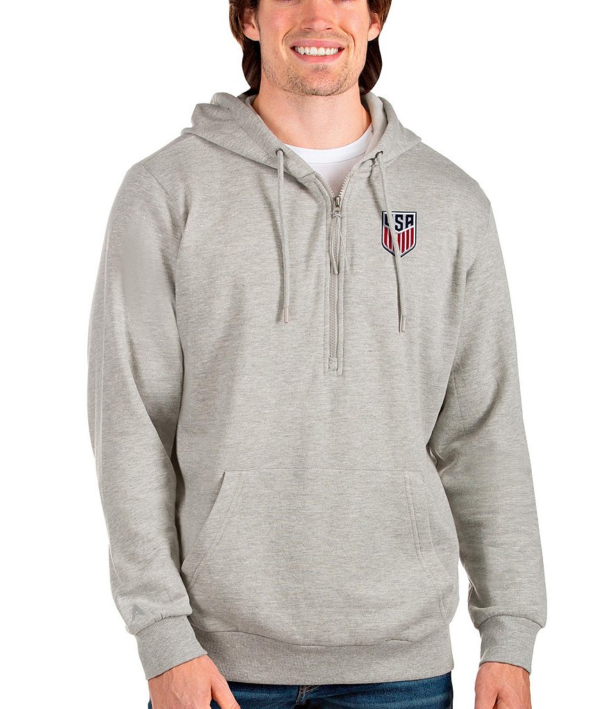 Men's Antigua Gray/White Dallas Cowboys Axe Bunker Tri-Blend Pullover Hoodie Size: Extra Large