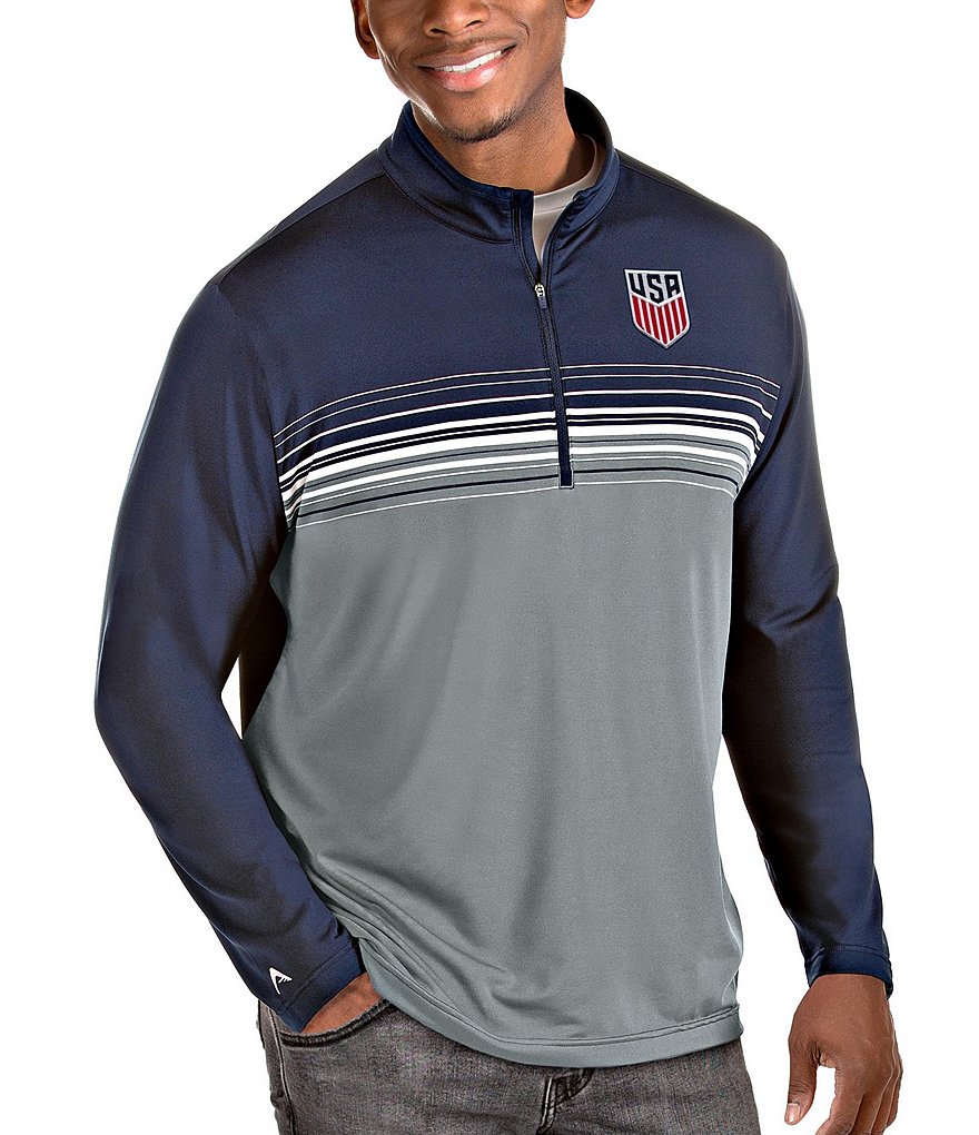 Antigua Apparel / Men's Los Angeles Chargers Tribute Wordmark Quarter-Zip  Columbia Blue Pullover