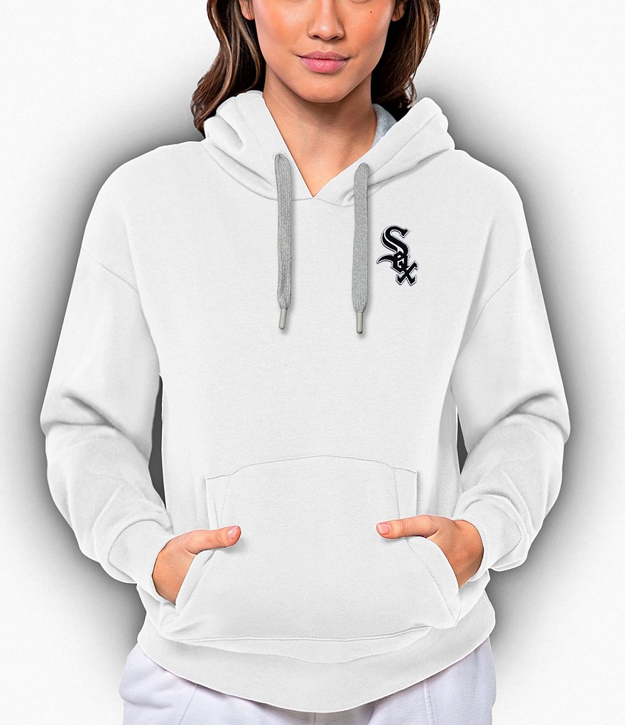 Antigua Chicago White Sox Charcoal Victory Pullover Team Logo Hoodie