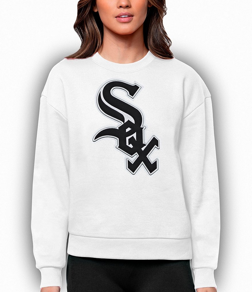 Antigua Women's MLB Chenille Patch Victory Sweatshirt, Mens, S, Chicago White Sox Black