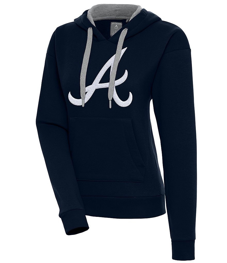 Antigua Women's MLB Chenille Patch Victory Pullover Hoodie, Mens, L, Atlanta Braves Navy