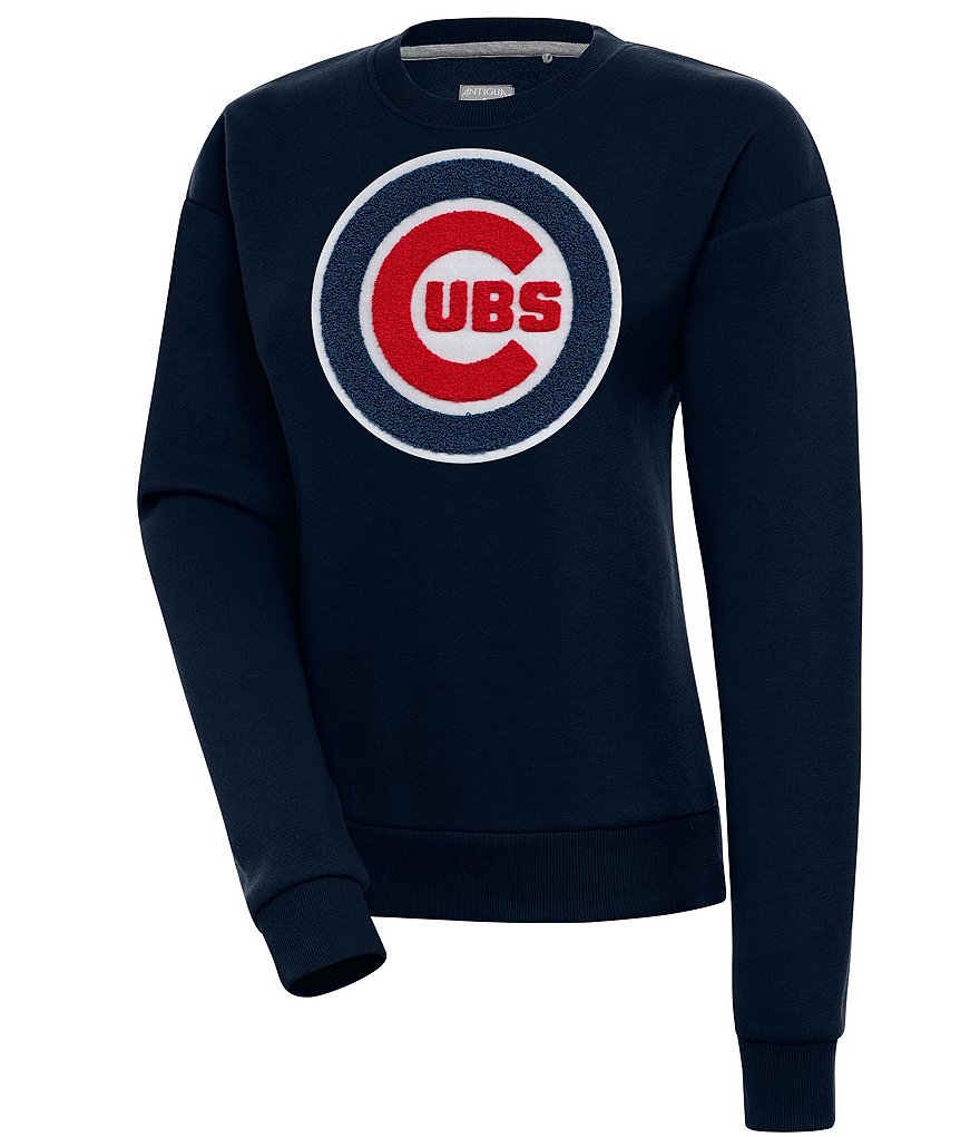 Chicago Cubs Antigua Victory Pullover Hoodie - Black/Heather Gray