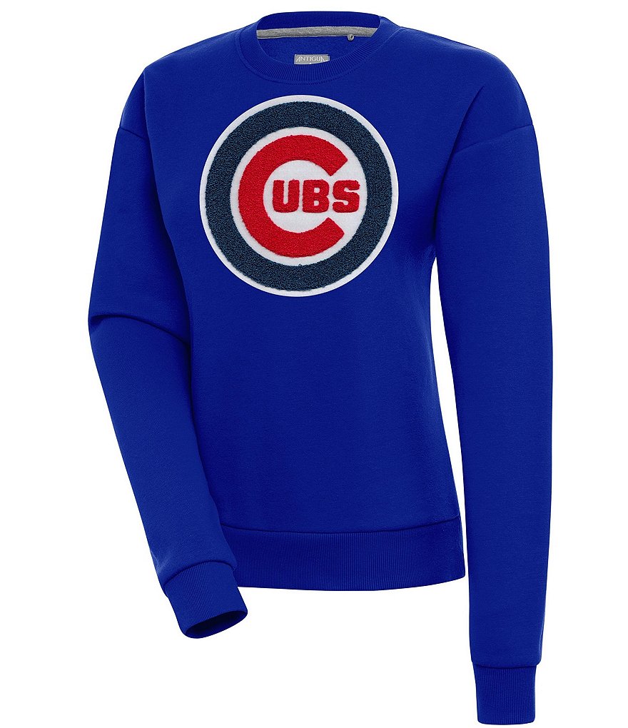 Men's Antigua Heathered Gray Chicago Cubs Victory Pullover Hoodie