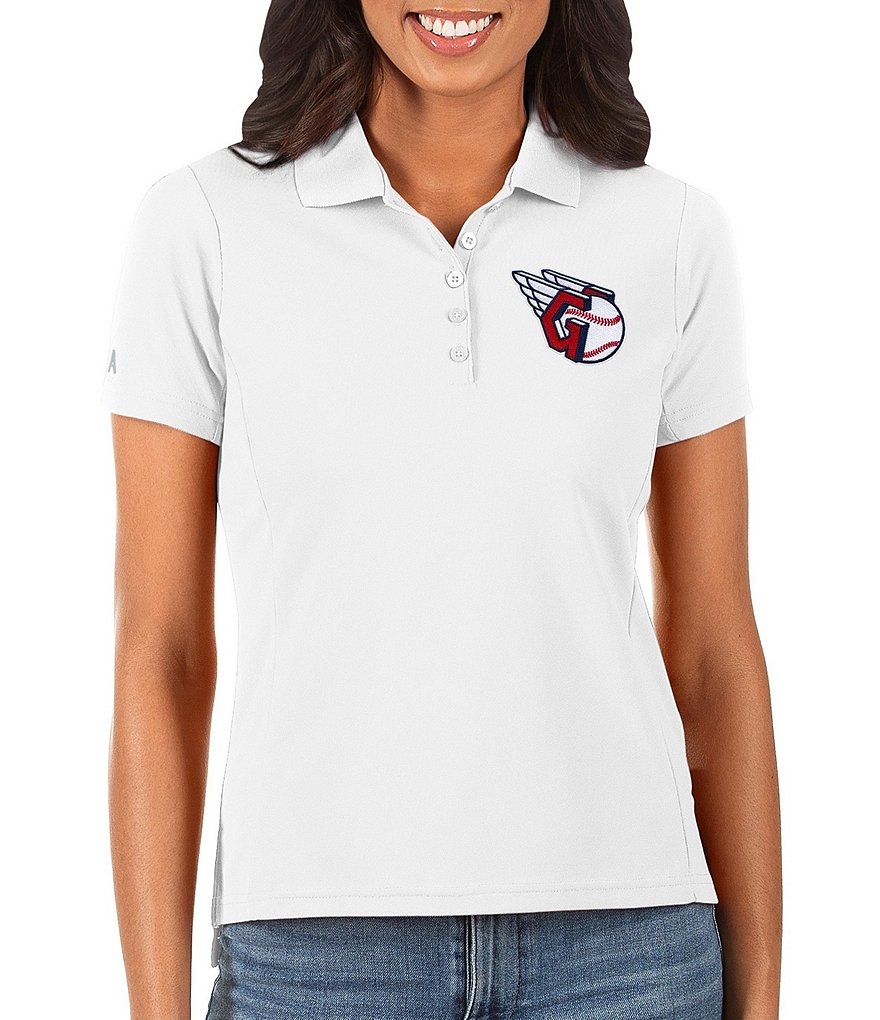 Antigua Women's MLB Cleveland Guardians Legacy Pique Short-Sleeve Polo Shirt, Mens, S, Navy