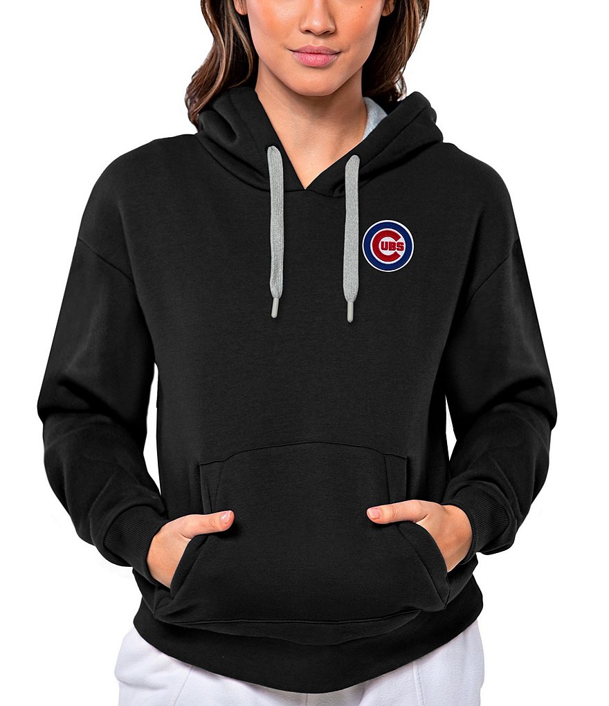 Antigua MLB Kansas City Royals Women's Victory Raglan Hoodie, Black, Large, Cotton