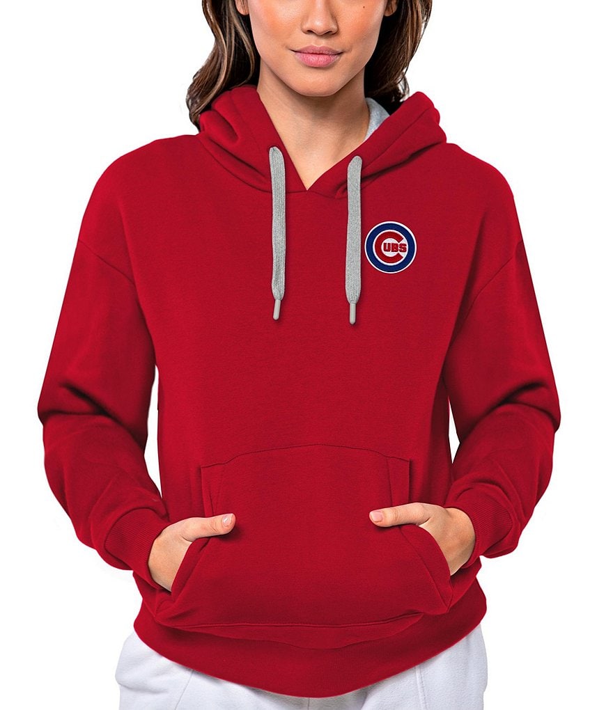 Antigua MLB Chicago Cubs Women's Victory Raglan Hoodie, Black, XXL, Cotton